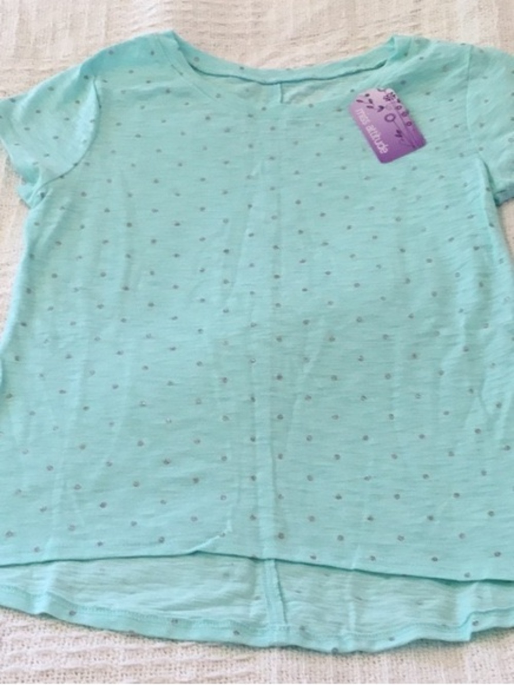 Girls Mint Short Sleeve Polka Dot Tee